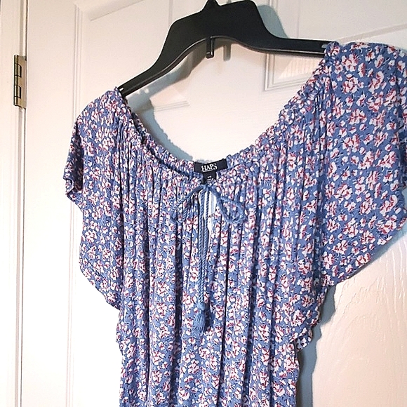 NWT Chaps Floral Peasant Tunic Top, L - Picture 5 of 6